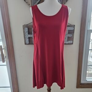 Sympli Size 10 Red Scoop Neck Sleeveless Tunic Top Dress